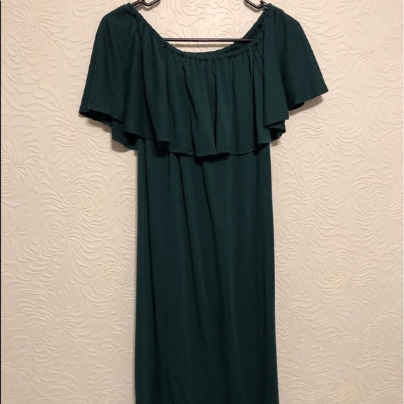 off the shoulders dark green maternity dress. - Picture 1 of 2